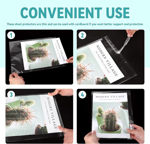 Miniatura 7 de VOKOY Paquete de 50 Fundas Transparentes como Cristal de 8.5 x 11 Pulgadas Bolsas de Almacenamiento, Bolsas de Celofán Autosellantes Resellables