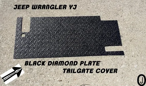 Miniatura 3 de Se adapta a Jeep Wrangler YJ cubierta de goma negra para puerta trasera de placa de diamante