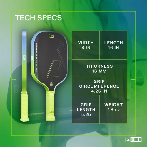 Miniatura 2 de JOOLA SCORPEUS Heat Vision 16mm Pala de Pickleball - Forma Estándar - Superficie de Fibra de Carbono Texturizada para Giro - Película SK para Carga