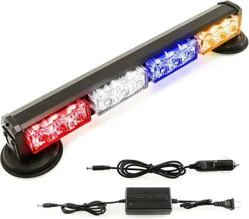 Barra de luces estroboscópicas de emergencia para policía y bomberos de 14.8" alimentadas por batería para camiones/vehículos, recargable, #06