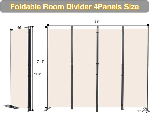 Miniatura 2 de CHOSENM Divisor de habitación, 4 paneles plegables de privacidad con pies de soporte más anchos, partición de habitación portátil de 6 pies