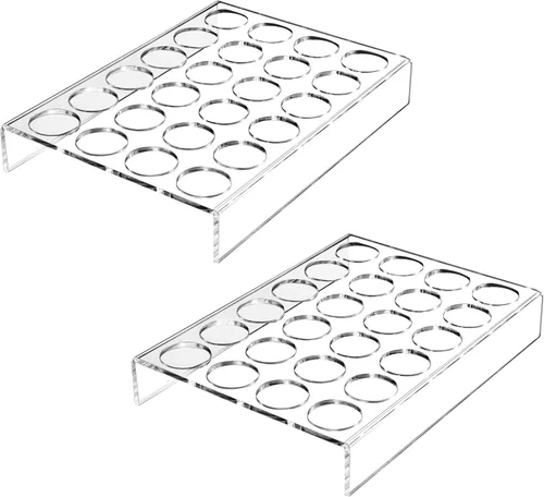IEEK Paquete de 2 soportes planos de 24 ranuras para cápsulas de café, organizador de cajones de taza K para oficina y cocina, bandeja organizadora