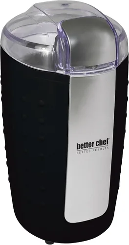 Better Chef Molinillo de café con cuchilla eléctrica de 150 vatios | Hoja y cámara inoxidables | Moler café | Nueces | Especias (negro)