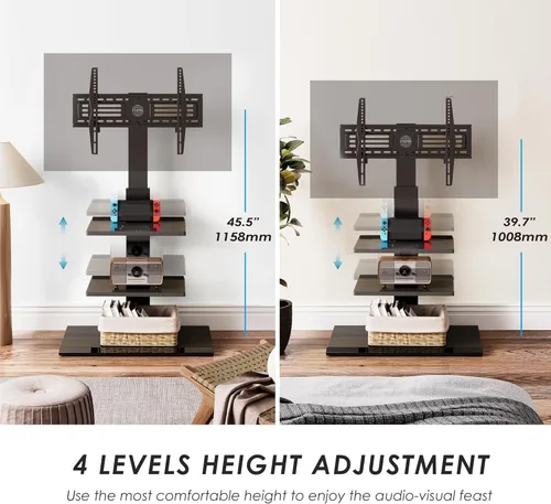 Miniatura 3 de FITUEYES Soporte universal para TV de suelo con base de hierro con inclinación giratoria, soporte de TV para pantallas de 32 a 75 pulgadas, soporte