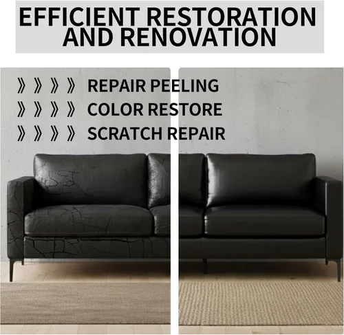 Miniatura 3 de Bálsamo recolorante de cuero negro, restaurador de color, pintura multiusos, kits de reparación de cuero para sofás de vinilo, muebles, sofás de 2