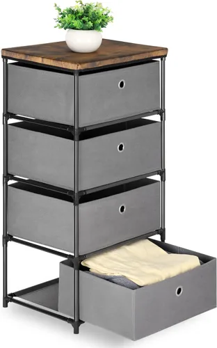 Miniatura 7 de HAITRAL Organizador de Cajones para Ropa, Cofre de Almacenamiento de Tela - Unidad Organizadora de Almacenamiento de 4 Cajones para Armario, Cómoda