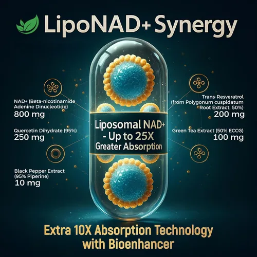 Miniatura 8 de Suplemento NAD+, 1,360 mg de fuerza máxima liposomal Resveratrol, quercetina, té verde Energía celular y envejecimiento saludable para hombres