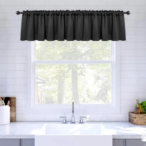 Miniatura 14 de MIULEE Cenefa opaca con bolsillo para cortinero, con aislamiento térmico, cortina corta para ventana pequeña y dormitorio, 42 x 18 pulgadas, 1 Beige