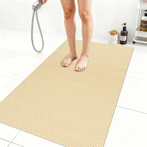 Miniatura 27 de Alfombrilla de ducha extra grande antideslizante, alfombrilla de baño de PVC de secado rápido y para bañera, diseño con agujeros de drenaje