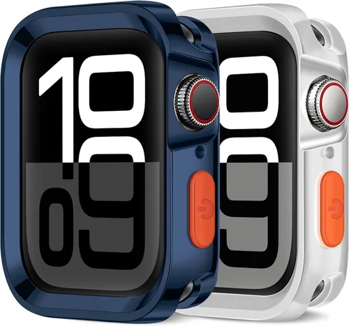 Miniatura 31 de Amizee Paquete de 2 fundas resistentes compatibles con Apple Watch Series 9/8/7 de 1.772 pulgadas, SE 3/2/1 Series 6/5/4 de 1.732 pulgadas, TPU