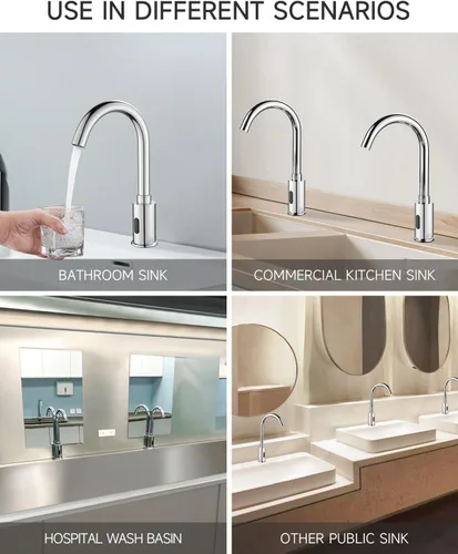 Miniatura 3 de Grifo de baño sin contacto de 3 o 1 agujero, grifo de fregadero con sensor de movimiento, grifo de agua manos libres de hospital con mezclador