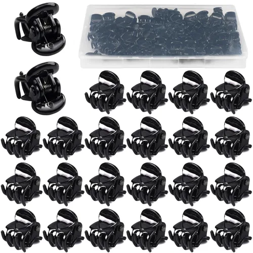 JANYUN 48 piezas de mini pinzas para el pelo negras, pequeñas pinzas para el pelo de plástico para mujeres y niñas con cabello fino, pinzas