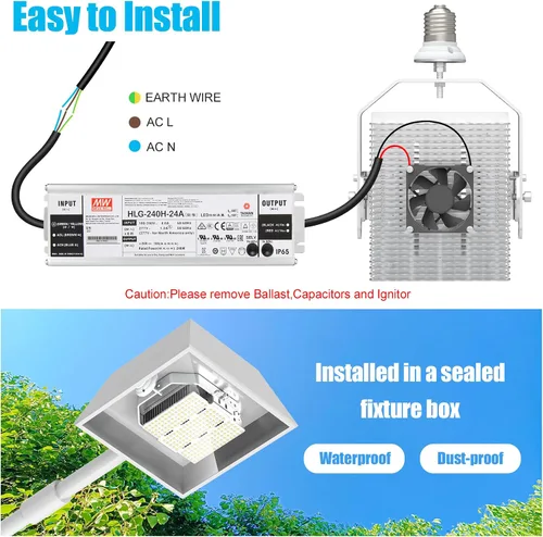 Miniatura 6 de BBESTLED Kit de reacondicionamiento de caja de zapatos LED de 240 W, E39 Mogul Base LED luces de cancha deportiva, luces de poste ETL, accesorio