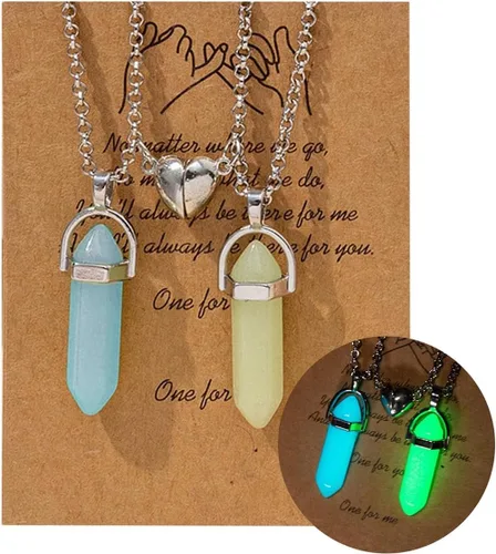 Miniatura 39 de Collar magnético de corazón dividido a juego para parejas, colgante de atracción mutua de cristal, regalo de joyería de amistad para mejores amigos
