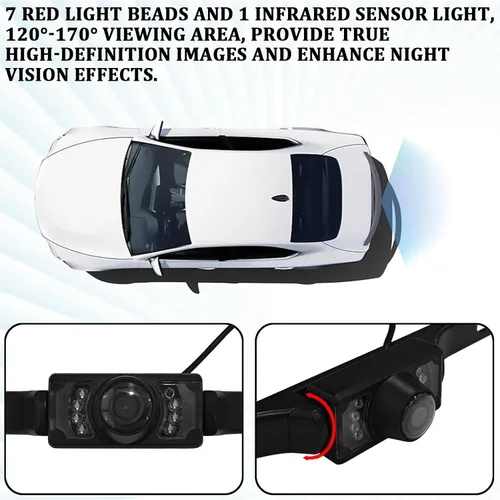Miniatura 4 de Cámara de respaldo para matrícula de automóvil, 8 HD LED infrarrojos, cámara de visión trasera inversa para vehículos, a prueba de polvo