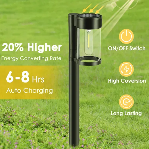 Miniatura 4 de Mancra Luces solares para caminos al aire libre, paquete de 10 luces solares de metal y vidrio para exteriores, impermeables, para paisaje, camino