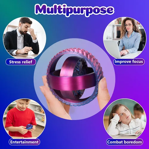 Miniatura 3 de Paquete de 2 juguetes para ansiedad impresos en 3D, anillos sensoriales de color degradado para adultos y niños, juguetes de escritorio silenciosos