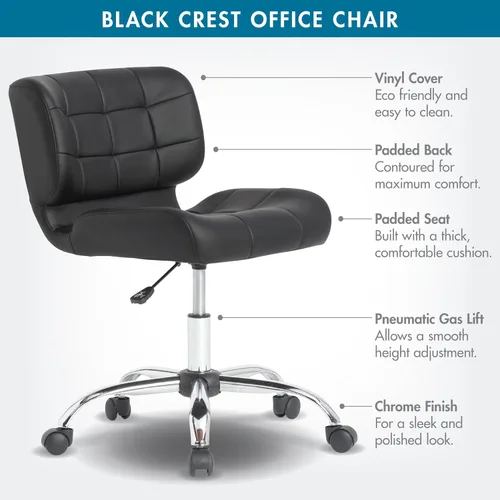 Miniatura 3 de Calico Designs - Silla de oficina moderna sin brazos con cresta negra, silla giratoria de oficina, silla de escritorio, silla de computadora