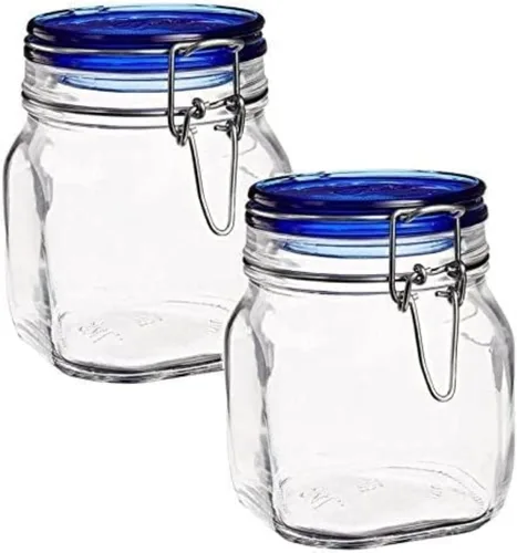 Miniatura 7 de Bormioli Rocco Colección Fido, paquete de 2, 67.75 onzas, tarros de vidrio para almacenamiento de alimentos, sello de goma hermético y tapa