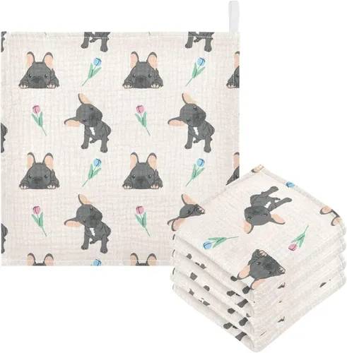 Toallas de algodón para bebé, toallas de baño unisex para recién nacidos, toallitas naturales para piel delicada, 11.8 x 11.8 pulgadas, paquete de 5