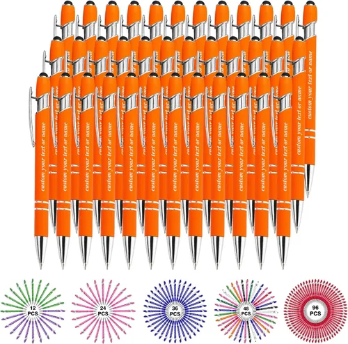 Miniatura 20 de Bolígrafos personalizados con nombre a granel, juego de bolígrafos personalizados, lápiz capacitivo grabado, logotipo, texto, regalo para negocios