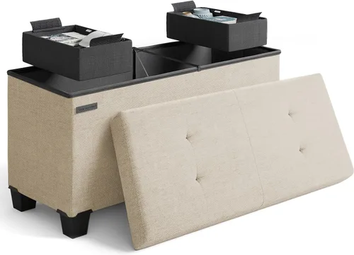 Miniatura 69 de Cubo otomano de almacenamiento con cubo pequeño, otomana cuadrada de 15 pulgadas con almacenamiento para sala de estar y dormitorio, reposapiés
