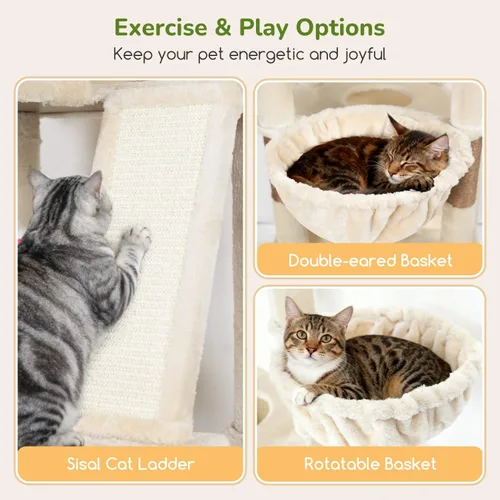 Miniatura 4 de Globlazer Árbol para gatos extra grande, torre de 80 pulgadas XXL de altura, árbol para gatos alto para múltiples gatos de interior, gatos adultos