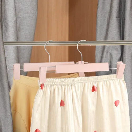 Miniatura 7 de GUANJUNE Perchas para pantalones, soportes para faldas que ahorran espacio con ganchos giratorios de 360°, clips ajustables, perchas para Rosa