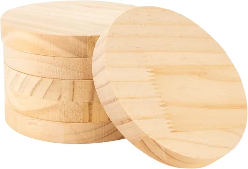 Miniatura 14 de Paquete de 4 placas redondas de madera de 8 pulgadas, placa circular de madera sin terminar de 3/4 pulgadas de grosor, base de posavasos de madera