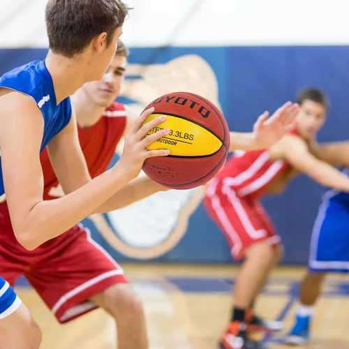 Miniatura 8 de KUYOTQ 3LBS/3.3LBS/2.2LBS Weighted Heavy Training Basketball 29.5/28.5" in and Outdoor Improving Handling Dribbling Passing Rebounding Skill marrón