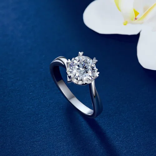 Miniatura 8 de MomentWish Moissanite Rings, Moissanite Silver Rings for Women,D Color VVS1 Simulated Diamond 925 Sterling Silver Solitaire Rings