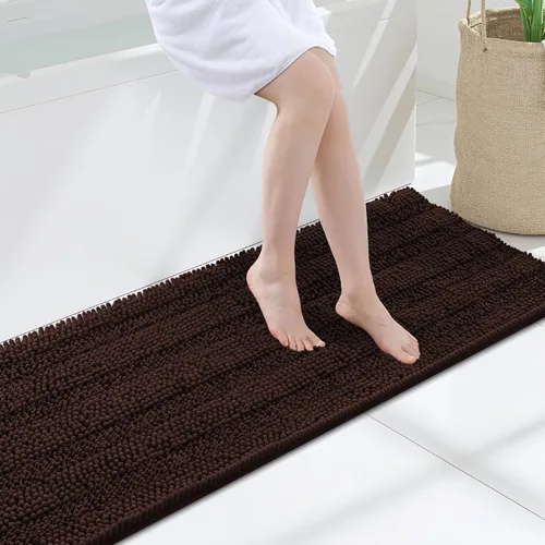 Miniatura 108 de Grandaily Alfombras de baño de felpilla a rayas de 24 x 16 pulgadas, extra gruesas y suaves, absorbentes, parte trasera de goma, alfombra de ducha