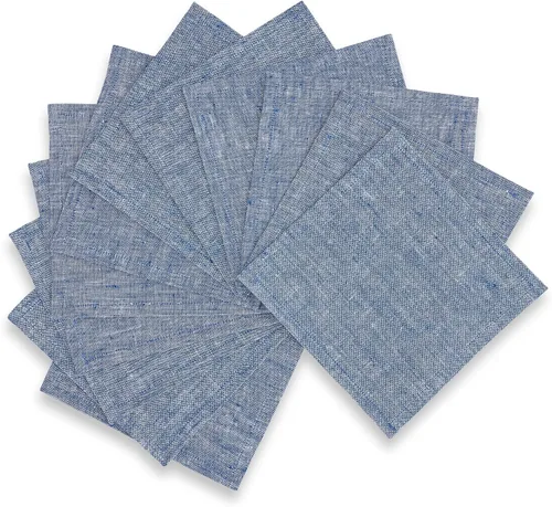 Miniatura 12 de Solino Home Servilletas de cóctel de lino negro Chambray de 6 x 6 pulgadas, servilletas de tela de lino 100% puro, juego de 12 servilletas cuadradas