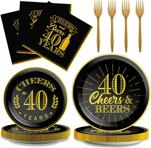 Miniatura 8 de Juego de 96 platos y servilletas para cumpleaños de 50 años, suministros de fiesta de felicitación a los 50 años, decoración de cumpleaños de 50