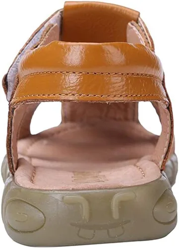 Miniatura 5 de DADAWEN - Sandalias deportivas de cuero para niños y niñas, puntera cerrada, para exteriores (para bebés, niños pequeños y grandes)