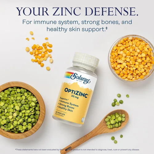 Miniatura 3 de SOLARAY OptiZinc Suplemento de apoyo inmunológico de 30 mg – Suplementos de zinc para hombres y mujeres con vitamina B6 – Huesos fuertes y apoyo a