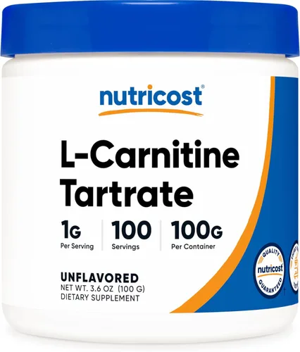 Nutricost Tartrato de L-carnitina en polvo (3.53 oz) - 0.04 oz por porción; 100 porciones