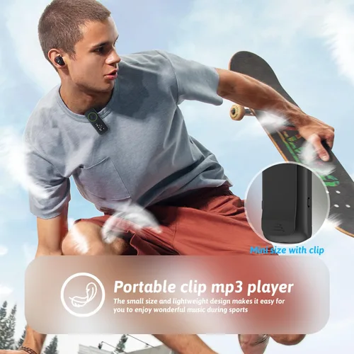 Miniatura 3 de Reproductor MP3 deportivo de 64 GB con clip y Bluetooth - Reproductor de música superligero con clip y auriculares, soporte MicroSD, repetición A-B