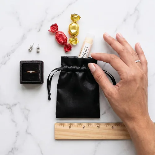 Miniatura 3 de Bolsas de regalo de satén negro de 3 x 4 pulgadas, bolsas de joyería, bolsas de cordón sedosas para regalos de boda, baby shower, Navidad, 50 por