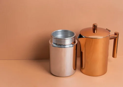 Miniatura 5 de La Cafetière Máquina de café expreso para estufa de cobre, acero inoxidable, 20.3 fl oz