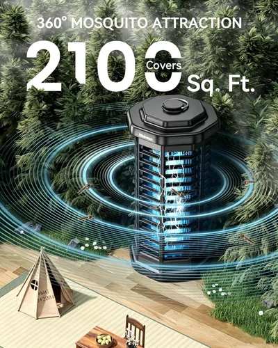 Miniatura 3 de Minimoon Bug Zapper Exterior 4000V Potente Matamosquitos Eléctrico, Trampa para Moscas de 15W para Exteriores, IPX4, Matamosquitos con Cable