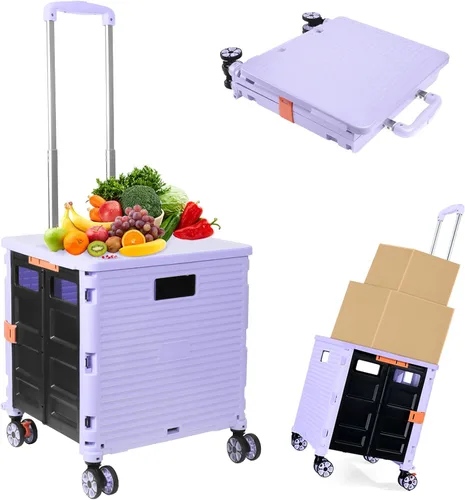 Miniatura 43 de Carrito plegable con ruedas, resistente al desgaste, sin ruido, carrito de compras con ruedas para comestibles, caja de herramientas de Caqui