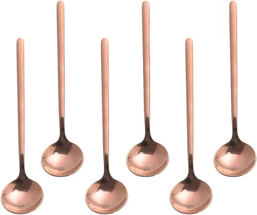 Miniatura 12 de 6 cucharas de café negras, cucharas de café espresso de acero inoxidable 18/8, mini cuchara de té Vogue de 5.2 pulgadas, cuchara pequeña agitadora