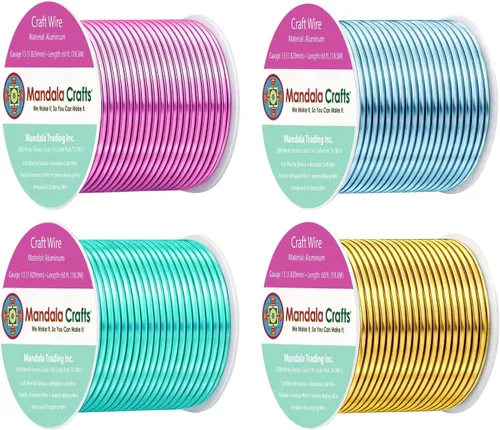 Miniatura 221 de Mandala Crafts - Alambre de aluminio anodizado de 8 calibre para hacer joyas - 9.75 m de alambre flexible negro colorido - Flexible para bonsái