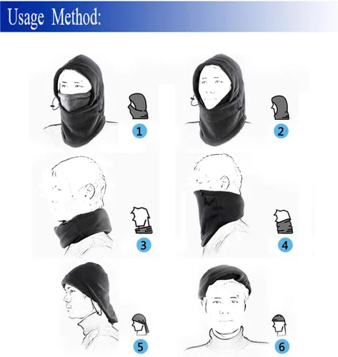 Miniatura 6 de Pasamontañas de forro polar cálido para bicicleta de esquí, máscara de cara completa, calentador de cuello, gorra deportiva de invierno