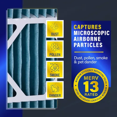 Miniatura 3 de PureFlow - Filtro de aire para horno doméstico de 12 x 12 x 1, con 4 capas de tecnología de filtración avanzada, MERV-13 paquete de 2