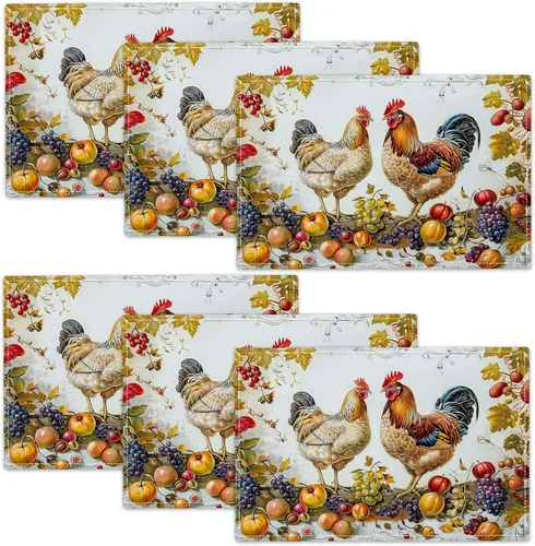 Miniatura 24 de Juego de 4 manteles individuales con diseño de pájaros, acuarela, lavables, para el hogar, fiesta, cocina, interior y exterior, restaurantes, 4