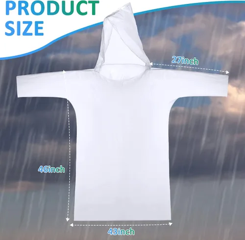 Miniatura 4 de 200 Ponchos de lluvia desechables para adultos, poncho de lluvia de emergencia a granel, transparente, impermeable, desechable, envuelto