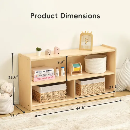 Miniatura 2 de OOOK - Organizador de estantes Montessori de 2 niveles para juguetes y almacenamiento para niños, estantes de almacenamiento de madera de 3