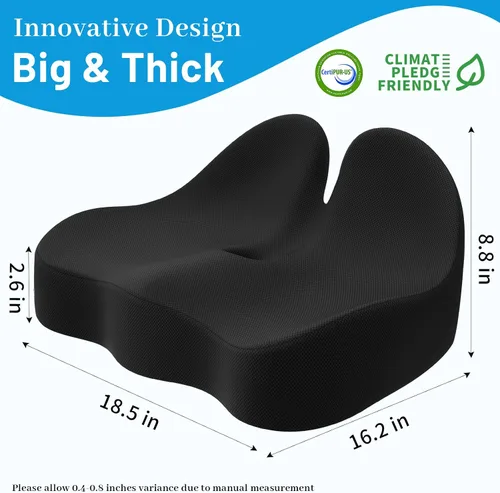 Miniatura 2 de Cushzone Cojín de asiento, cojines de espuma viscoelástica para silla de oficina, diseño curvado ergonómico para ciática, coxis, soporte de asiento